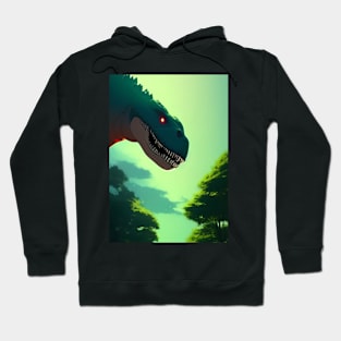 SCARY GREEN DINOSAUR IN THE TREES Hoodie